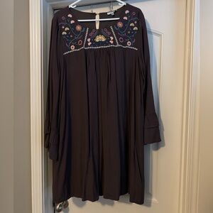 JODIFL Deep Eggplant Embroidered Dress